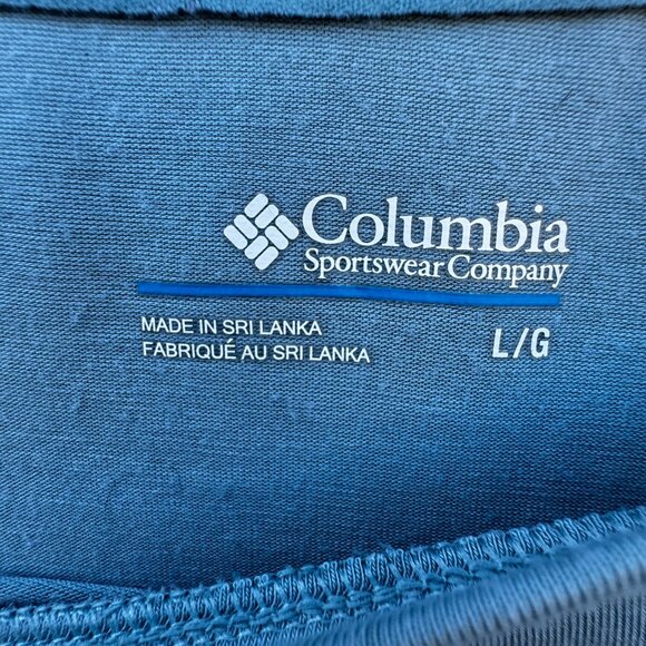 Columbia Easy Does It Tee Womens LG Blue Short Cuffed Dolman Sleeve Curved Hem - Picture 7 of 8
